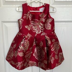 The Children’s Place Red dress with gold rose imprint size 3T